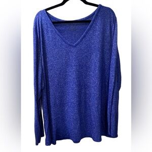 EUC Lane Bryant Long Sleeve Dolman V-Neck Shirt, Size 18/20, Royal Blue